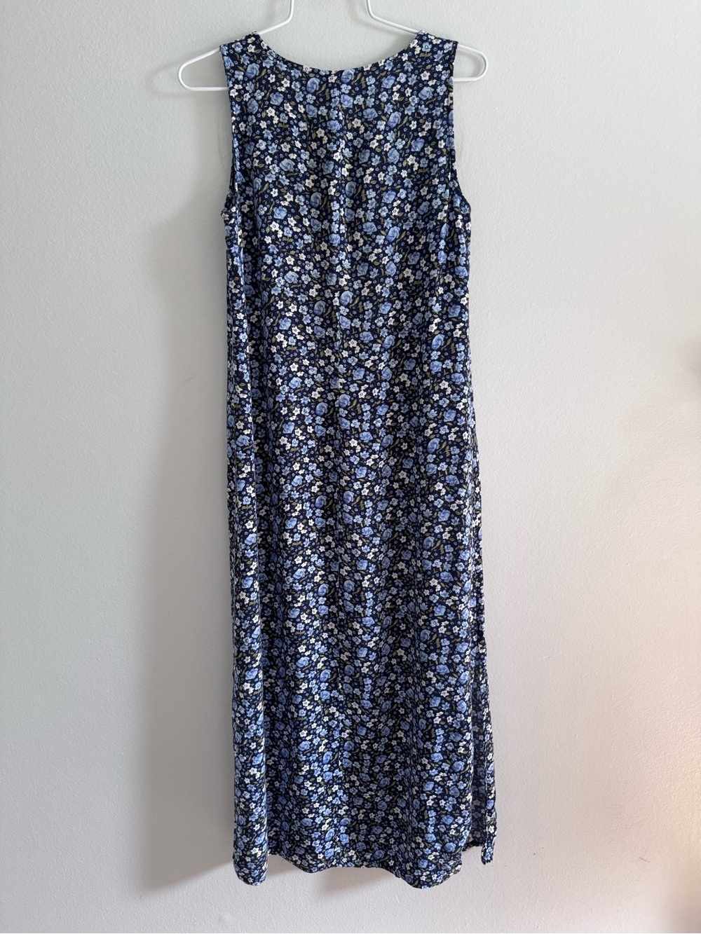 Vintage 90s Ease Sport Blue Floral Maxi Shirt Dress Size 6 - Picture 11 of 12